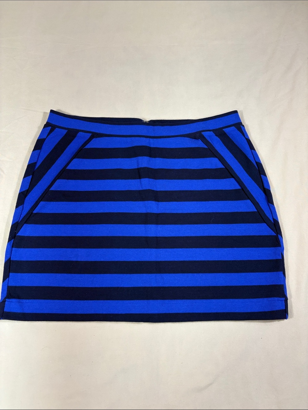 Gap Mix-Stripe Harbor Mini Skirt Size M Navy Blue Zip Knit NWT